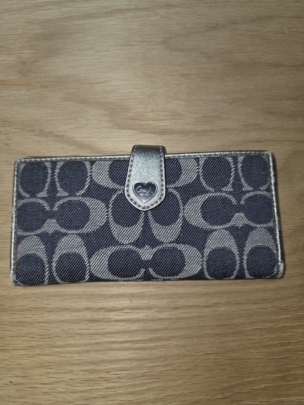Coach Denim Signature Card Holder Wallet